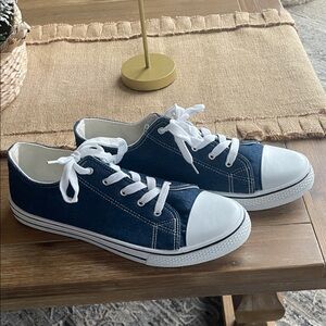 Casual Navy Blue and White Sneakers